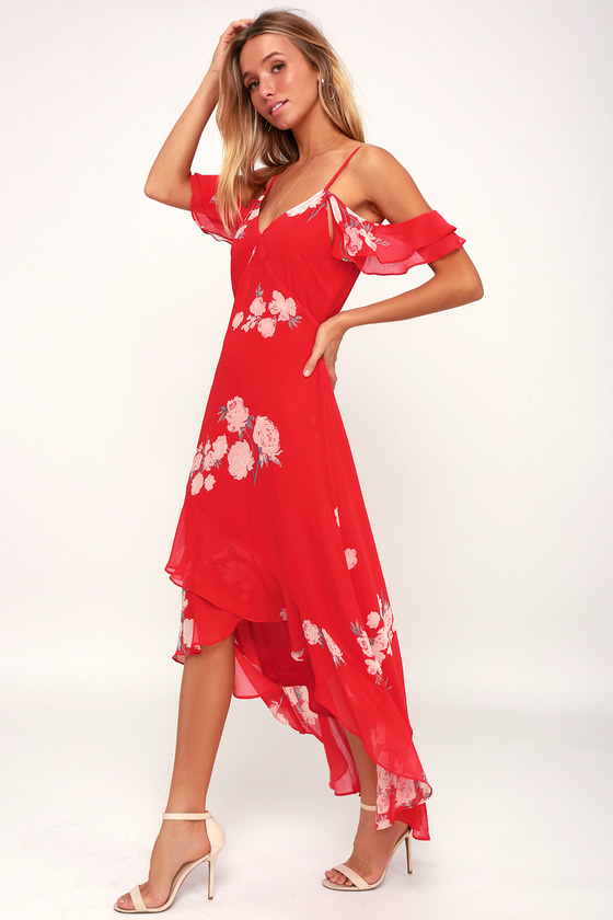Cute Red Dress - Floral Print Dress ...